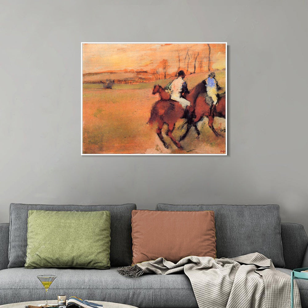 INVIN ART Framed Canvas Giclee Print Art Horses and Jockeys,circa 1886-1990 by Edgar Degas Wall Art