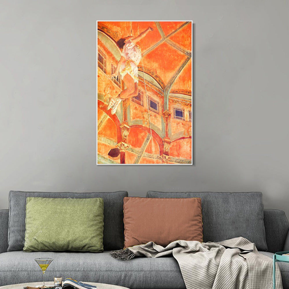INVIN ART Framed Canvas Giclee Print Art La La at the Cirque Fernando,Paris 1879 by Edgar Degas Wall Art