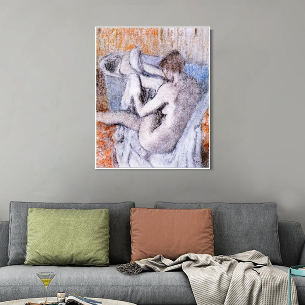 INVIN ART Framed Canvas Giclee Print Art La Toilette apres le Bain,1886-1890 by Edgar Degas Wall Art