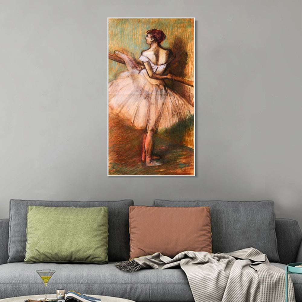 INVIN ART Framed Canvas Giclee Print Art Dancer at the Barre,circa 1884-1888 by Edgar Degas Wall Art