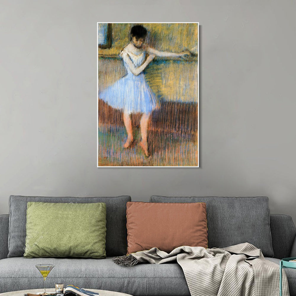 INVIN ART Framed Canvas Giclee Print Art Dancer in Blue at the Barre,circa 1889 by Edgar Degas Wall Art