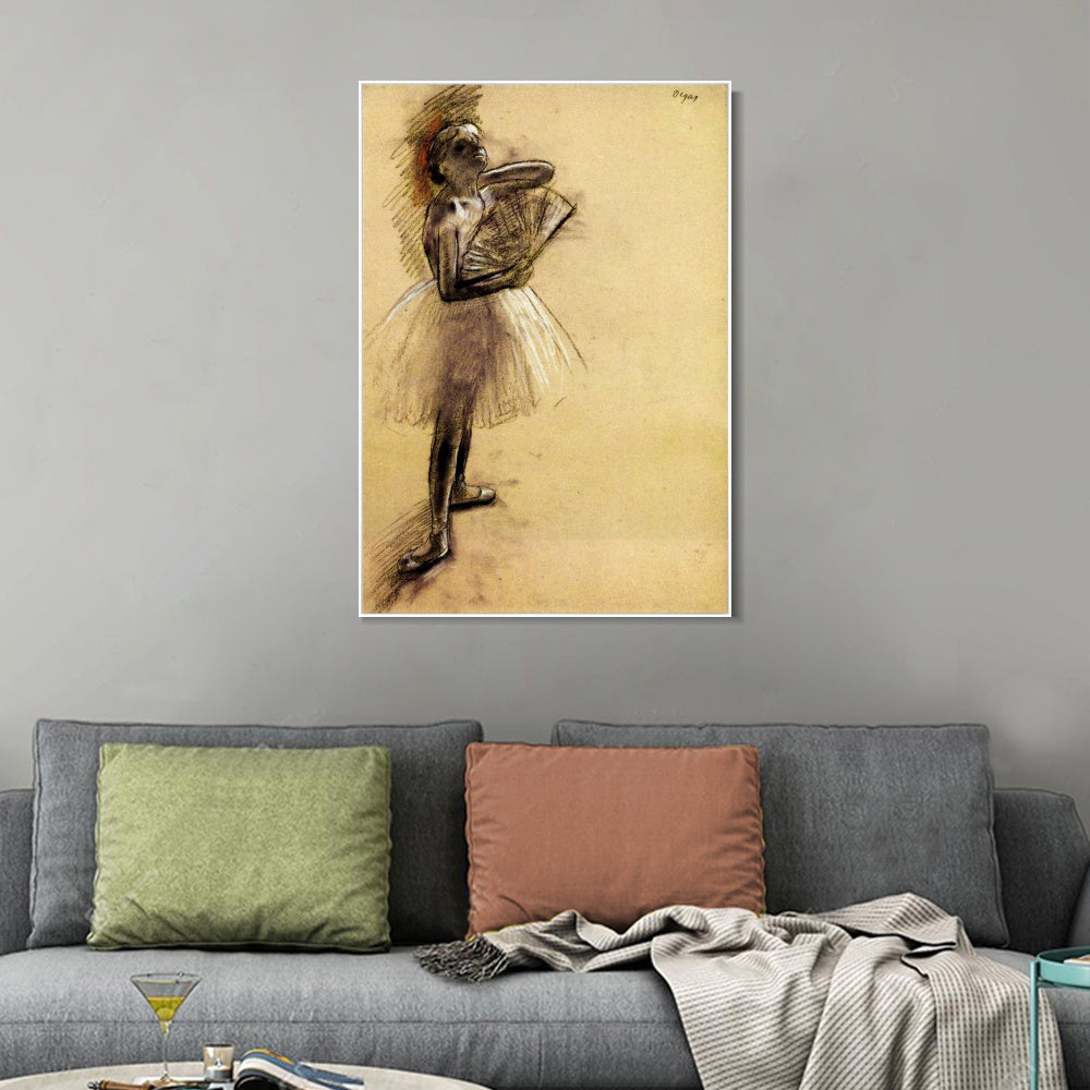 INVIN ART Framed Canvas Giclee Print Art Dancer with a Fan - 1880 by Edgar Degas Wall Art