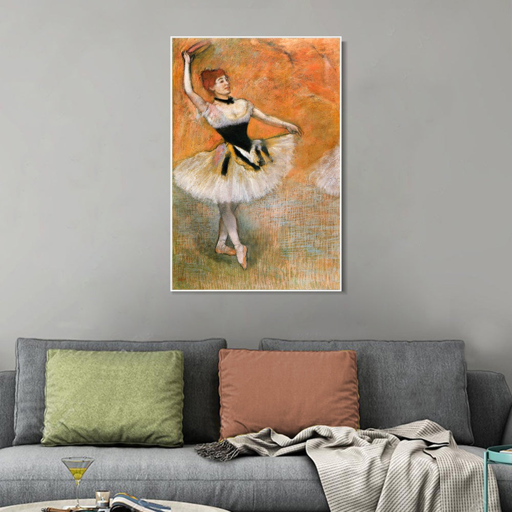 INVIN ART Framed Canvas Giclee Print Art Dancer with Tambourine ,1882 by Edgar Degas Wall Art