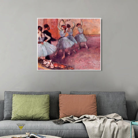 INVIN ART Framed Canvas Giclee Print Art Dancers in Light Blue by Edgar Degas Wall Art Living Room Home Office Decorations