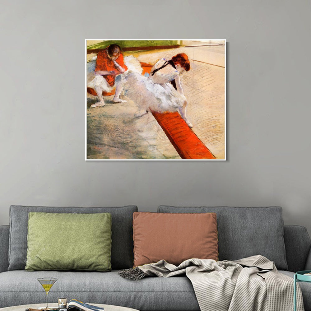 INVIN ART Framed Canvas Giclee Print Art Dancers Resting,circa 1879 by Edgar Degas Wall Art