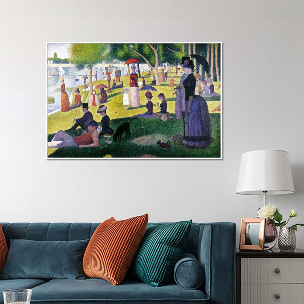 INVIN ART Framed Canvas Giclee Print Art A Sunday Afternoon on the Island of La Grande Jatte by Georges Seurat Wall Art Living Room Home Office Decorations