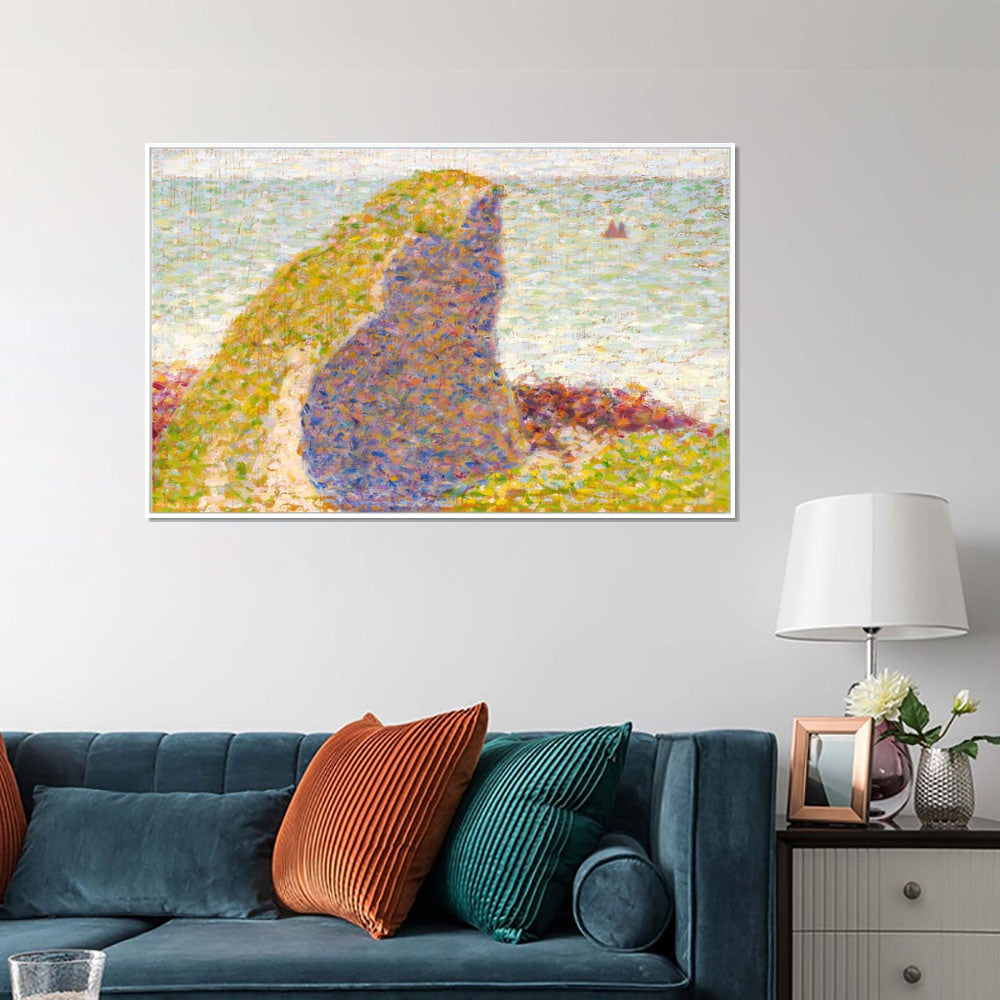 INVIN ART Framed Canvas Giclee Print Art Le Bec du Hoc ¨¤ Grandcamp by Georges Seurat Wall Art Living Room Home Office Decorations