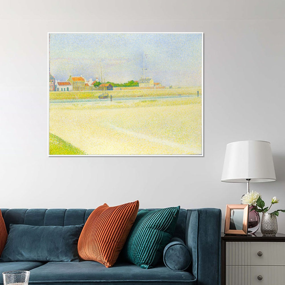 INVIN ART Framed Canvas Giclee Print Art Der Kanal von Gravelines, Grand Fort-Philippe by Georges Seurat Wall Art Living Room Home Office Decorations