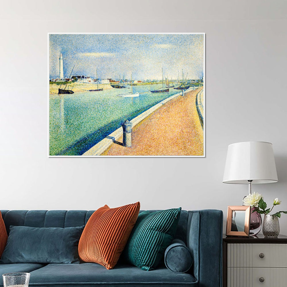 INVIN ART Framed Canvas Giclee Print Art Der Kanal von Gravelines, Petit-Fort-Philippe by Georges Seurat Wall Art Living Room Home Office Decorations