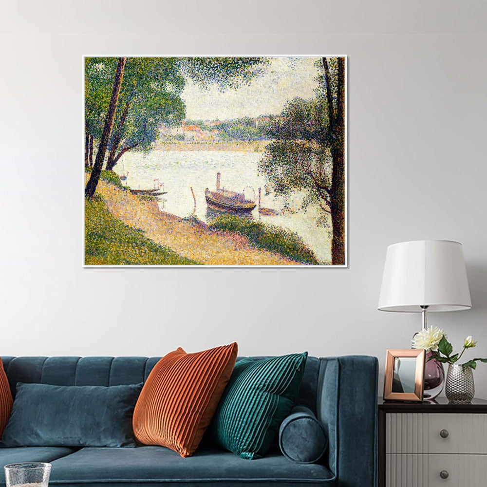INVIN ART Framed Canvas Giclee Print Art Gray weather, Grande Jatte by Georges Seurat Wall Art Living Room Home Office Decorations