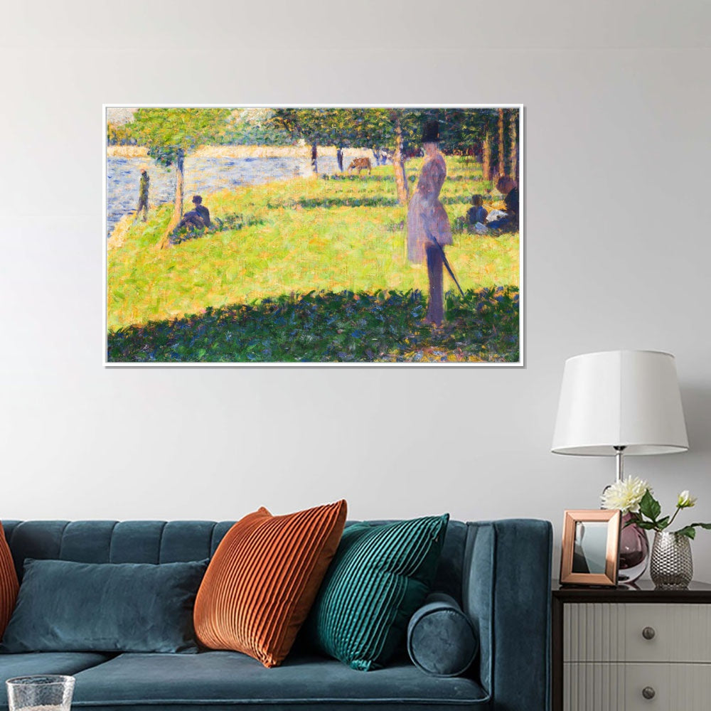 INVIN ART Framed Canvas Giclee Print Art Series#015 by Georges Seurat Wall Art Living Room Home Office Decorations
