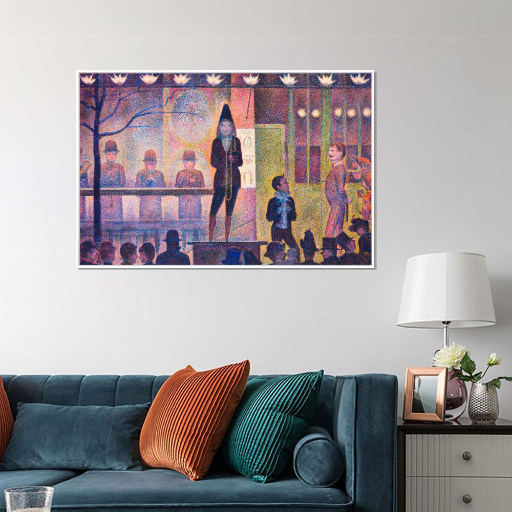 INVIN ART Framed Canvas Giclee Print Art La Parade de Cirque by Georges Seurat Wall Art Living Room Home Office Decorations