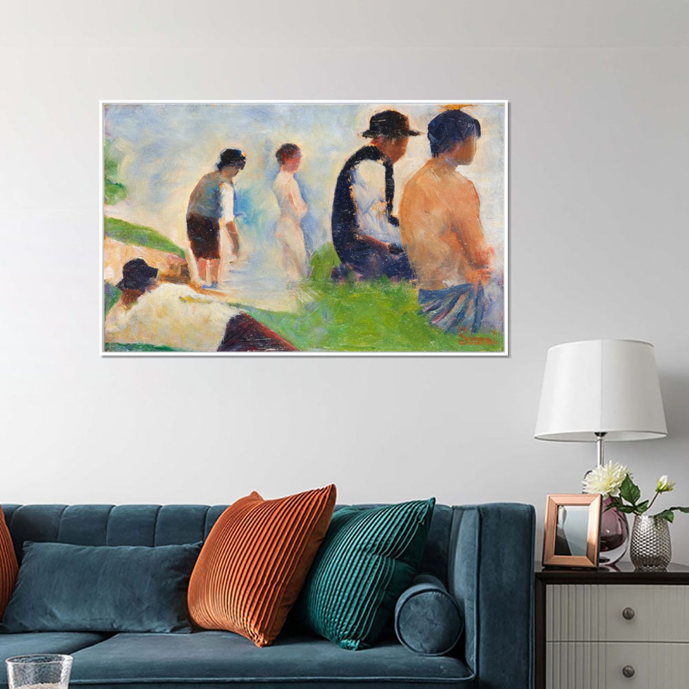 INVIN ART Framed Canvas Giclee Print Art Series#019 by Georges Seurat Wall Art Living Room Home Office Decorations