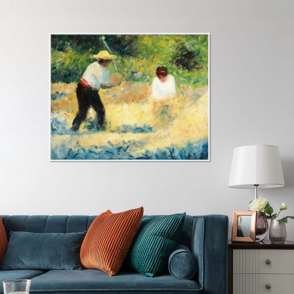 INVIN ART Framed Canvas Giclee Print Art Deutsch Steinbrecher by Georges Seurat Wall Art Living Room Home Office Decorations