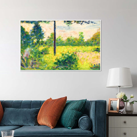 INVIN ART Framed Canvas Giclee Print Art Pianura con alberi a Barbizon by Georges Seurat Wall Art Living Room Home Office Decorations