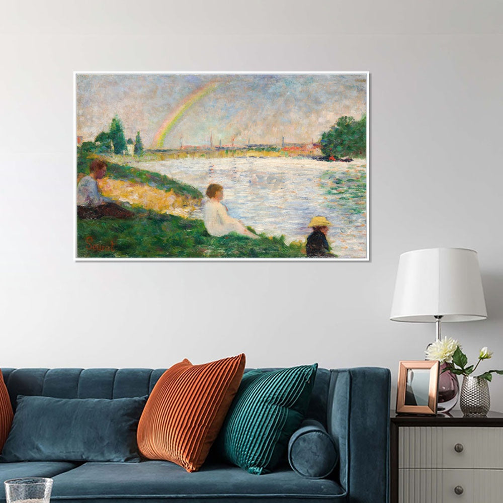 INVIN ART Framed Canvas Giclee Print Art Series#038 by Georges Seurat Wall Art Living Room Home Office Decorations