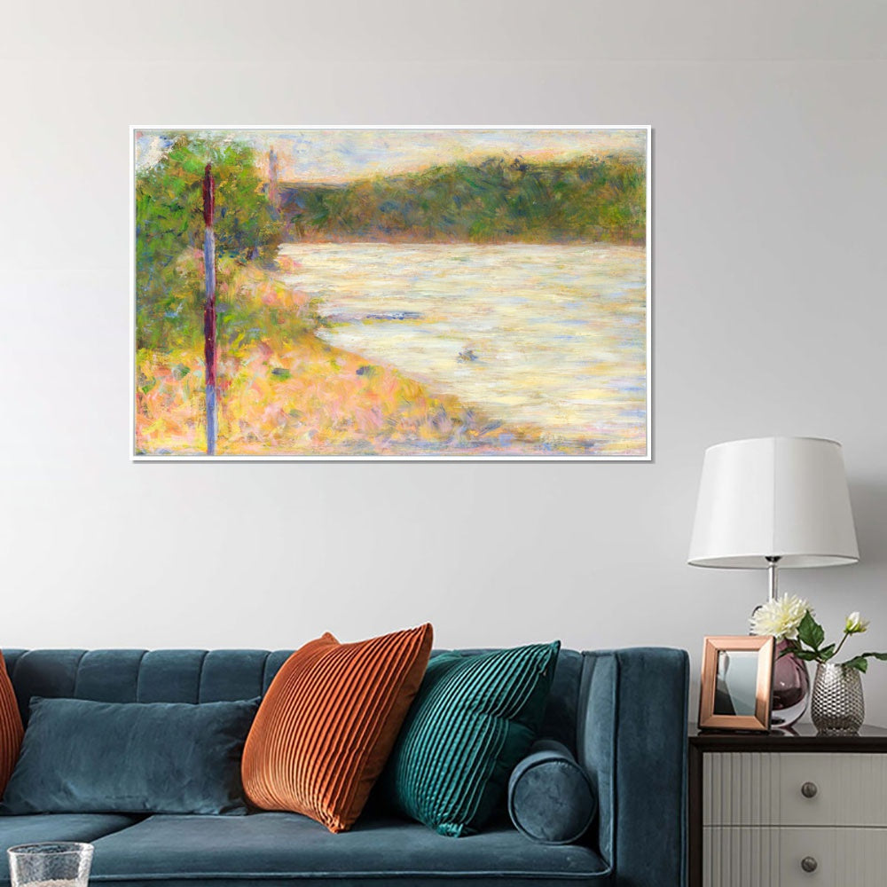 INVIN ART Framed Canvas Giclee Print Art Series#039 by Georges Seurat Wall Art Living Room Home Office Decorations