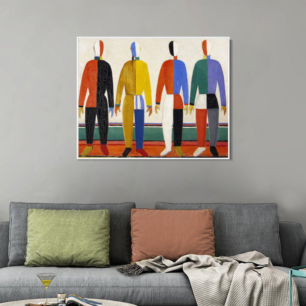 INVIN ART Framed Canvas Giclee Print Art Sportsmen by Kasimir Malevich Wall Art Living Room Home Office Decorations