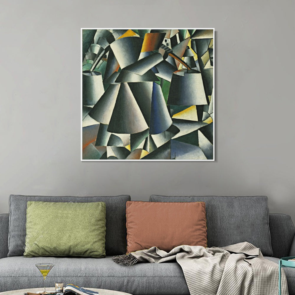 INVIN ART Framed Canvas Giclee Print Art Woman with buckets by Kasimir Malevich Wall Art Living Room Home Office Decorations