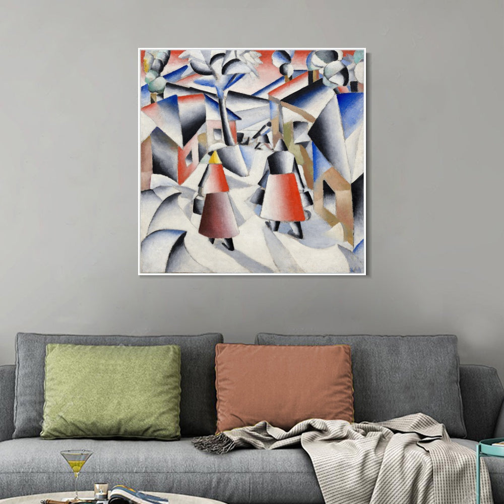 INVIN ART Framed Canvas Giclee Print Art Morning in The Country After Snowstorm by Kasimir Malevich Wall Art Living Room Home Office Decorations