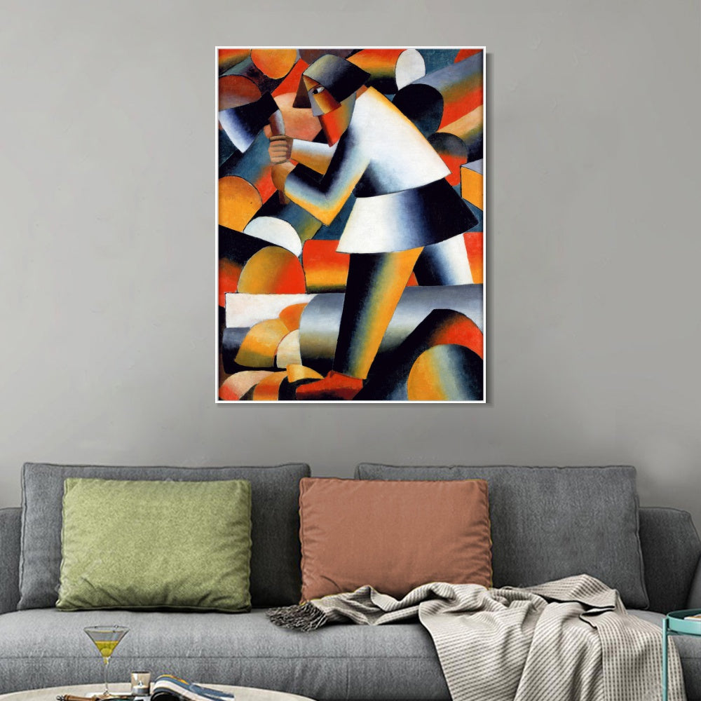 INVIN ART Framed Canvas Giclee Print Art Woodcutter by Kasimir Malevich Wall Art Living Room Home Office Decorations
