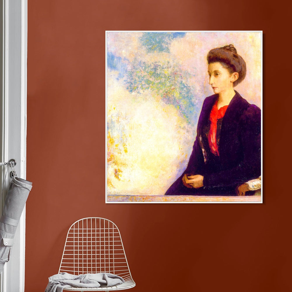 INVIN ART Framed Canvas Baroness Robert de Domecy by Odilon Redon Wall Art Living Room Home Office Decorations