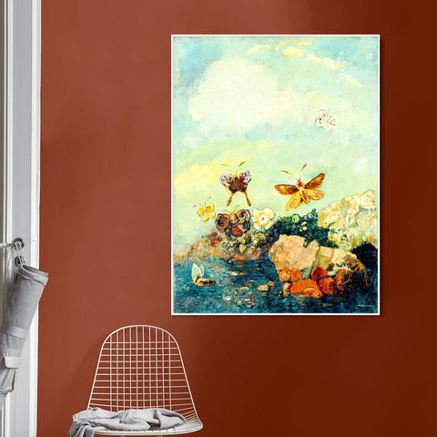 INVIN ART Framed Canvas Butterflies by Odilon Redon Wall Art Living Room Home Office Decorations