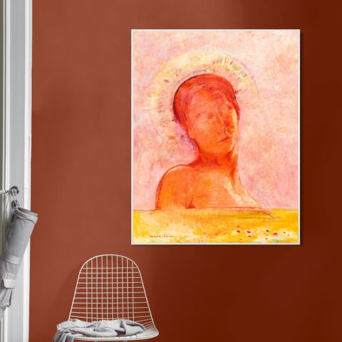 INVIN ART Framed Canvas Closed Eyes by Odilon Redon Wall Art Living Room Home Office Decorations