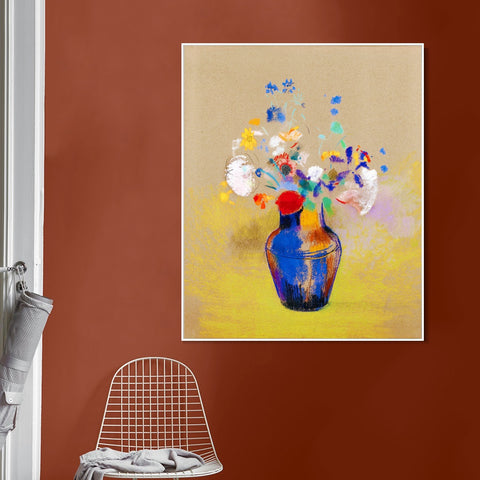 INVIN ART Framed Canvas Flowers in a Vase by Odilon Redon Wall Art Living Room Home Office Decorations