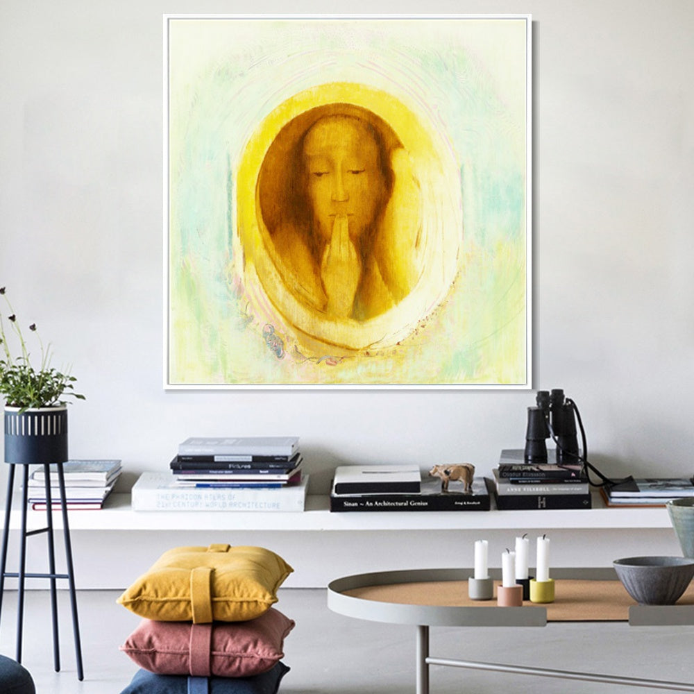 INVIN ART Framed Canvas Le Silence by Odilon Redon Wall Art Living Room Home Office Decorations