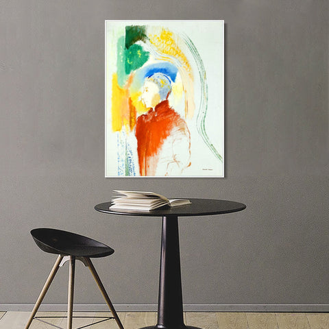 INVIN ART Framed Canvas A Figure by Odilon Redon Wall Art Living Room Home Office Decorations