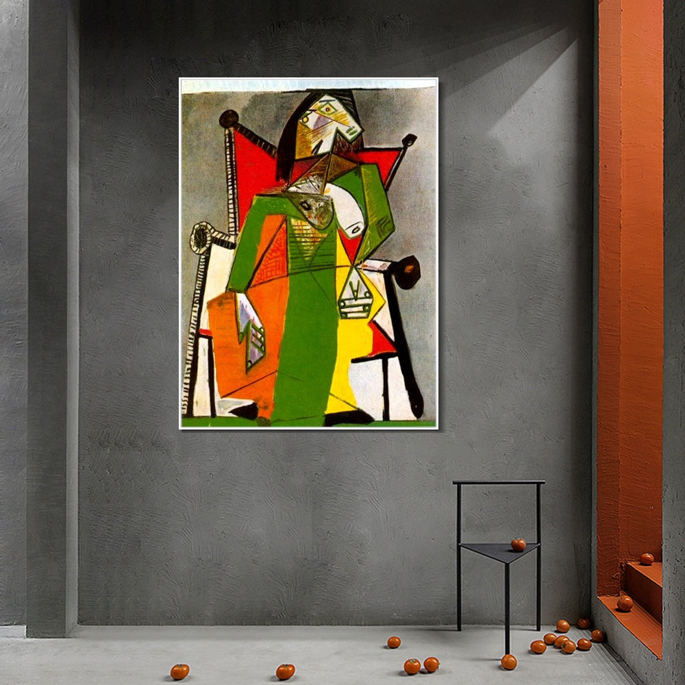 INVIN ART Framed Canvas Giclee Print Art 1941 Femme assise dans un fauteuil 2 by Pablo Picasso Wall Art