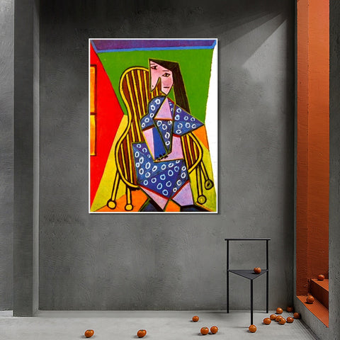 INVIN ART Framed Canvas Giclee Print Art 1941 Femme assise dans un fauteuil by Pablo Picasso Wall Art Living Room Home Office Decorations