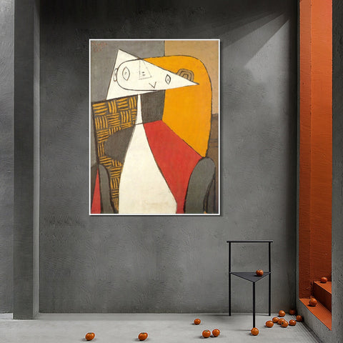 INVIN ART Framed Canvas Giclee Print Art 1930 Femme assise [Figure] by Pablo Picasso Wall Art Living Room Home Office Decorations