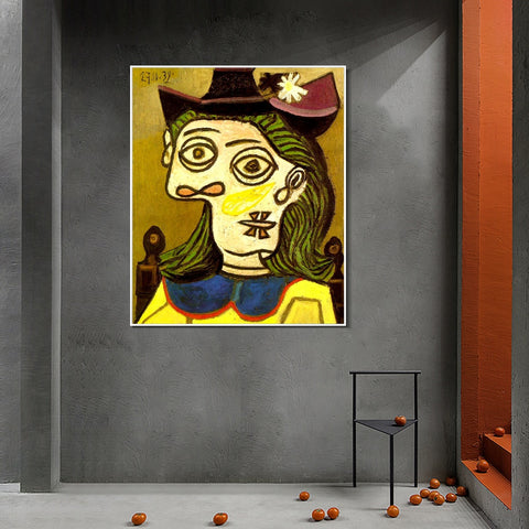 INVIN ART Framed Canvas Giclee Print Art 1939 Woman's head with purple hat by Pablo Picasso Wall Art Living Room Home Office Decorations