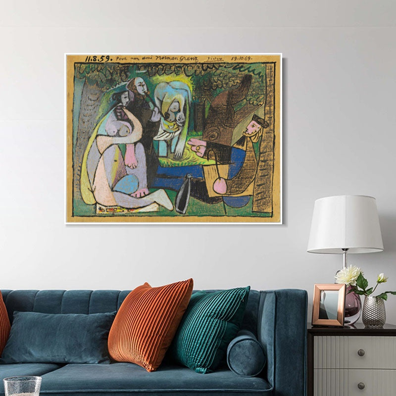 INVIN ART Framed Canvas Giclee Print Art 1960 Desert on the grass (Manet) by Pablo Picasso Wall Art