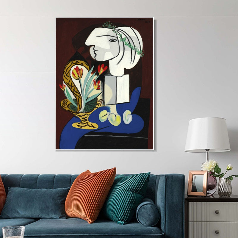 INVIN ART Framed Canvas Giclee Print Art Still life with tulips by Pablo Picasso Wall Art