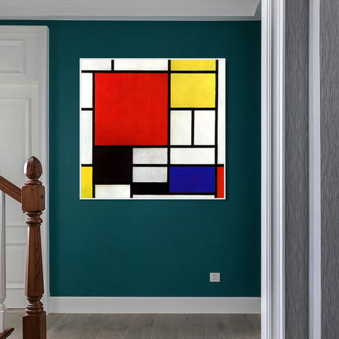 INVIN ART Framed Canvas Abstract Composition in Red, Yellow, Blue and Black, 1921 by Piet Cornelies Mondrian Wall Art Living Room Home Office Decorations