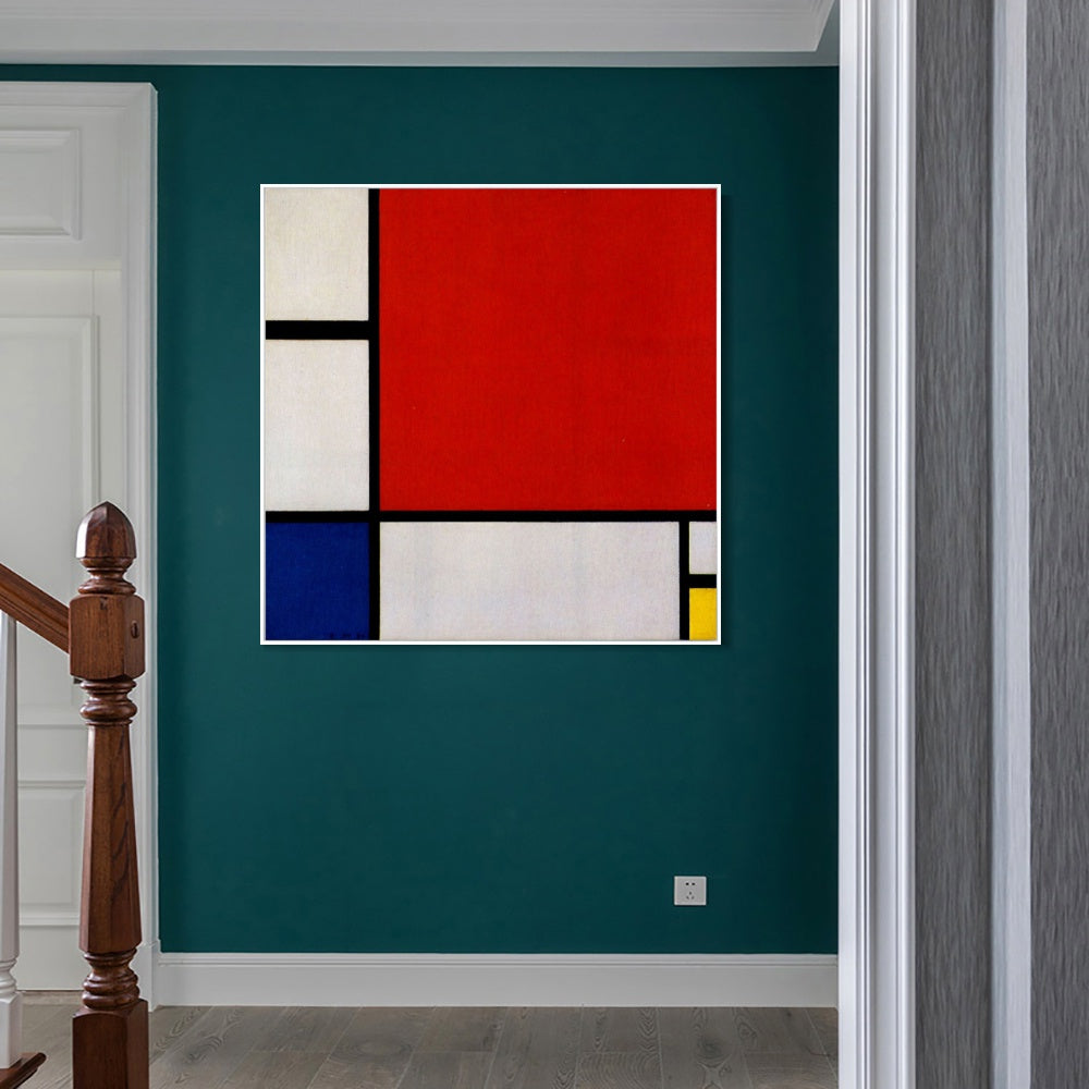 INVIN ART Framed Canvas Composition II in Red, Blue, Yellow, 1930 by Piet Cornelies Mondrian Wall Art Living Room Home Office Decorations