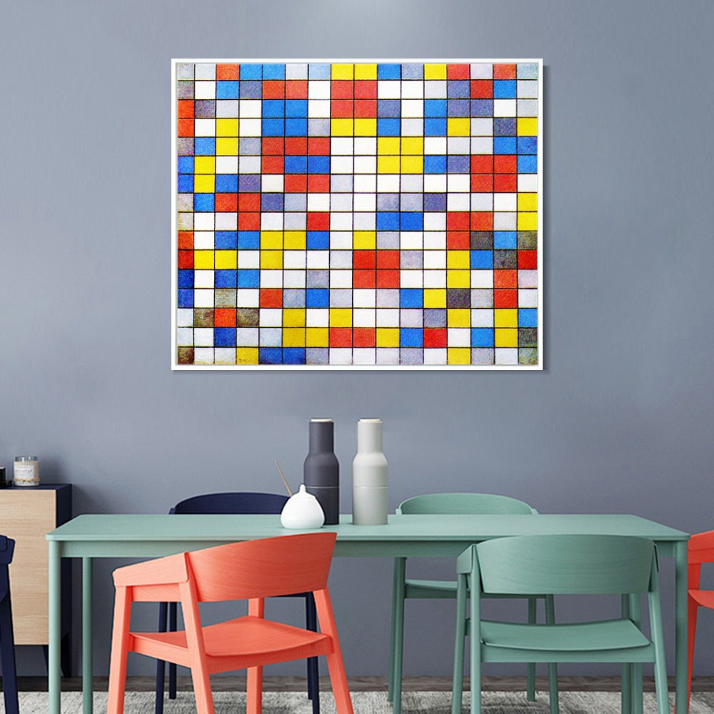 INVIN ART Framed Canvas Series#074 by Piet Cornelies Mondrian Wall Art Living Room Home Office Decorations