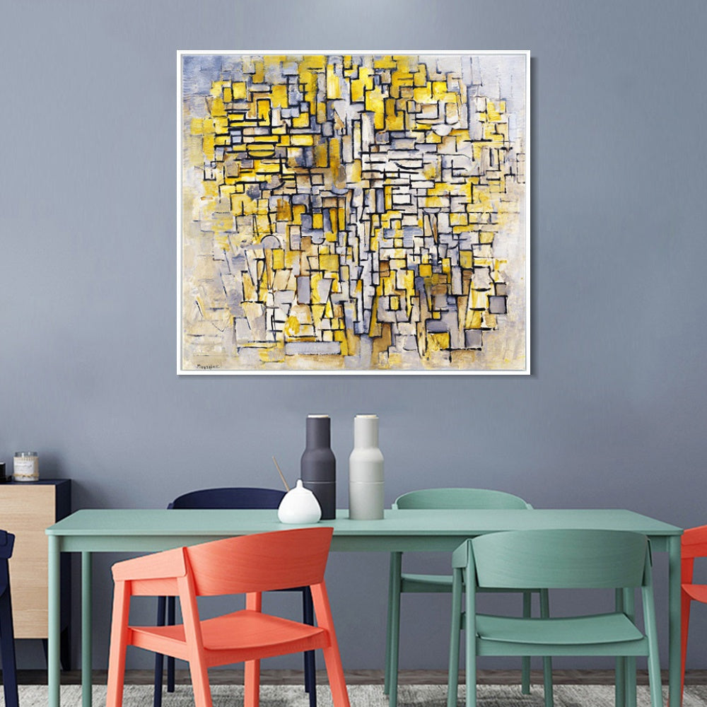 INVIN ART Framed Canvas Tableau No 2, Composition No VII, 1913 by Piet Cornelies Mondrian Wall Art Living Room Home Office Decorations