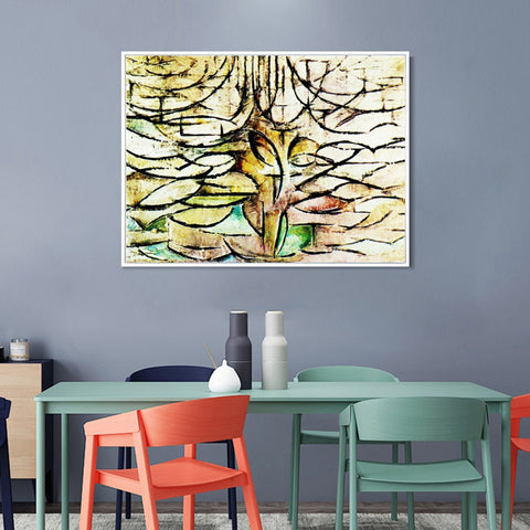 INVIN ART Framed Canvas Apple Tree in Bloom by Piet Cornelies Mondrian Wall Art Living Room Home Office Decorations