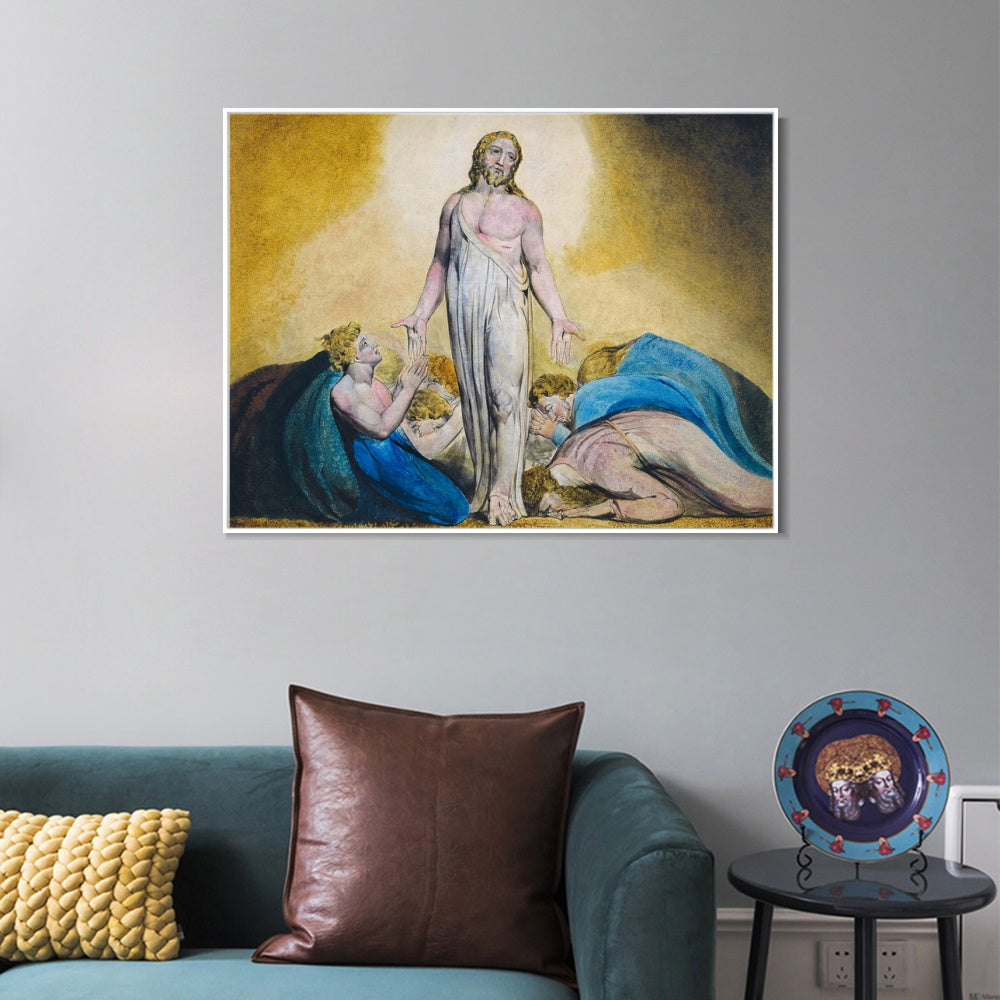 INVIN ART Framed Canvas Giclee Print Art Christ Appearing to The Apostles After The Resurrection#2 by William Blake Wall Art