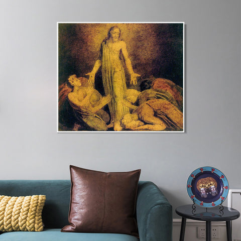 INVIN ART Framed Canvas Giclee Print Art Christ Appearing to The Apostles After The Resurrection#3 by William Blake Wall Art Living Room Home Office Decorations