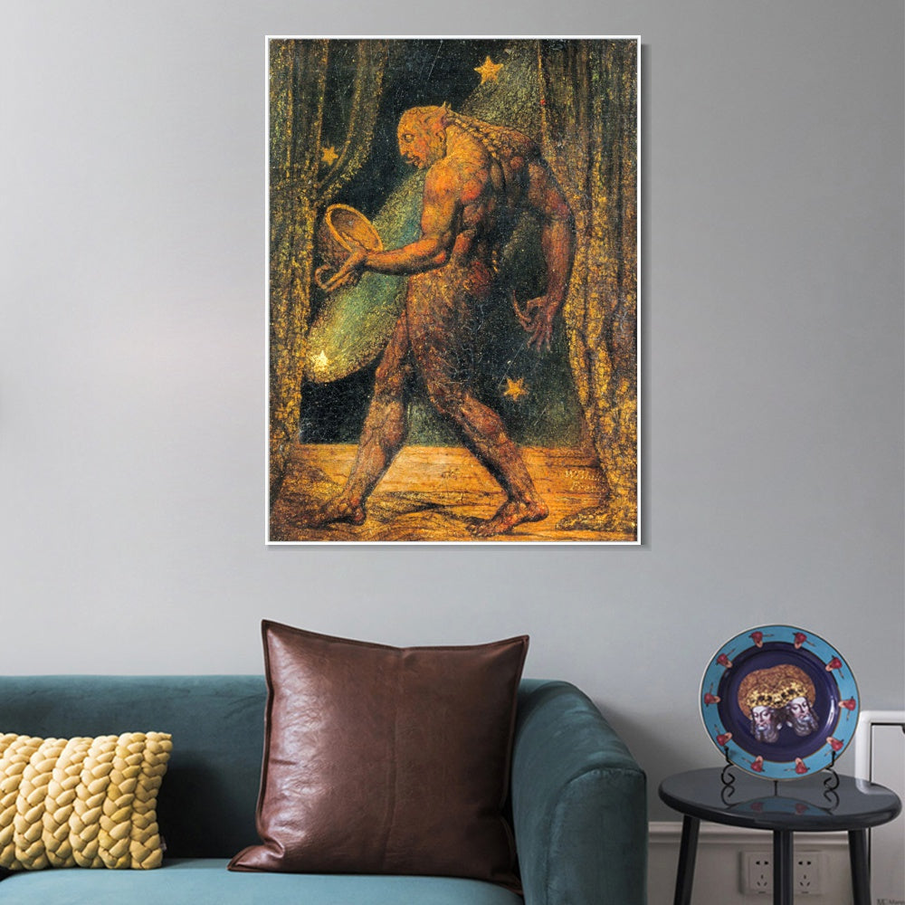 INVIN ART Framed Canvas Giclee Print Art The Ghost of a Flea by William Blake Wall Art