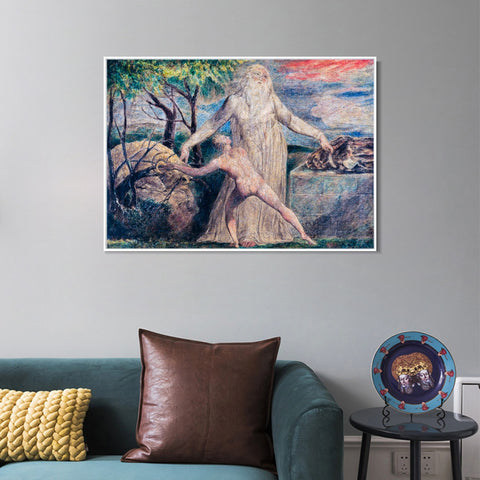 INVIN ART Framed Canvas Giclee Print Art Abraham and Isaac by William Blake Wall Art Living Room Home Office Decorations