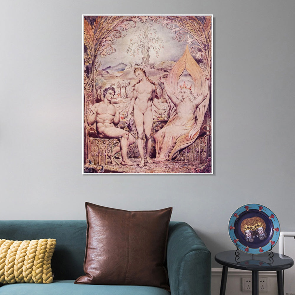 INVIN ART Framed Canvas Giclee Print Art Series#017 by William Blake Wall Art