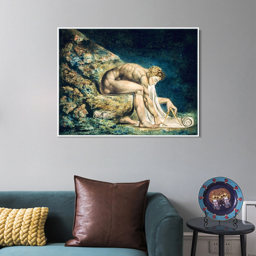 INVIN ART Framed Canvas Giclee Print Art Isaac Newton by William Blake Wall Art