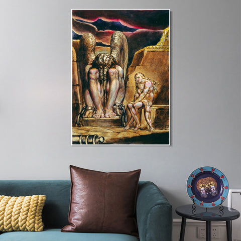 INVIN ART Framed Canvas Giclee Print Art Series#040 by William Blake Wall Art Living Room Home Office Decorations