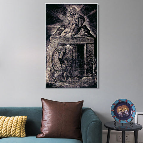 INVIN ART Framed Canvas Giclee Print Art Series#042 by William Blake Wall Art Living Room Home Office Decorations